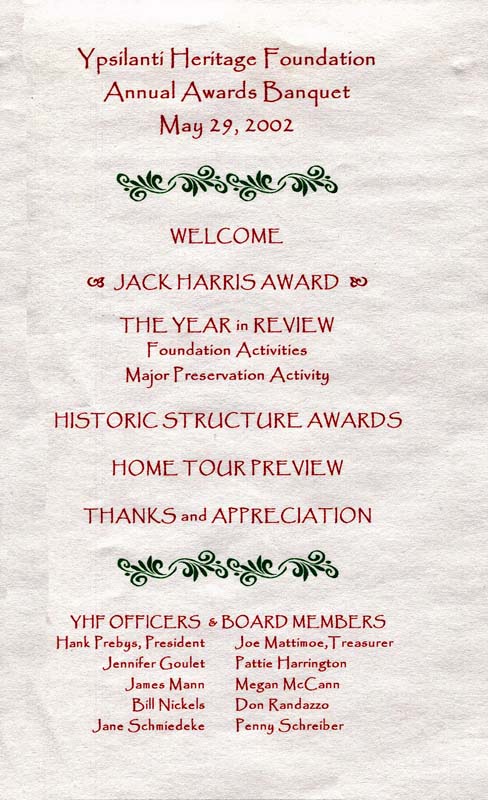 Banquet Program for Jack Harris Award_YHF